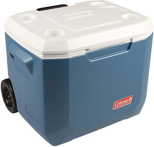 Coleman 50Qt Xtreme Wheeled Cooler Hard Shell Passive Cooler - Blue/White