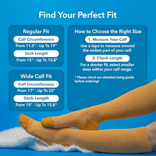 Image of Wellow Knee High Compression Socks for Men & Women - Made with Viscose from Bamboo, Swelling & Pregnancy Support