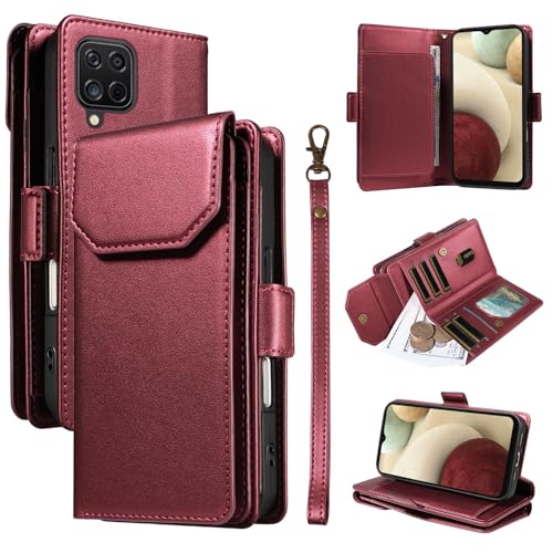 Étui portefeuille pour Samsung Galaxy A12 pour homme et femme anti rayures en simili