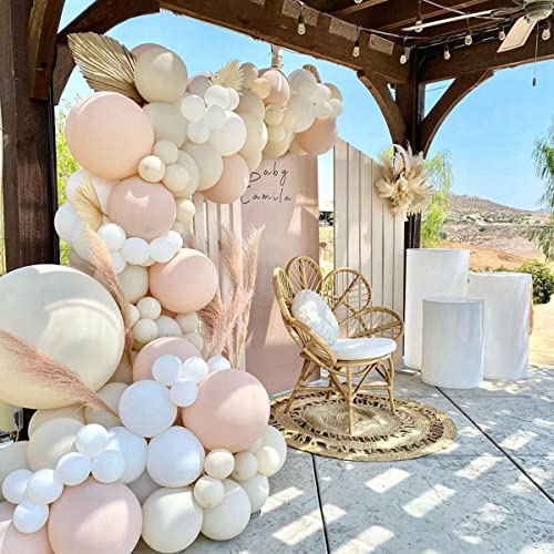 Image of Double Stuffed Blush Balloons Cream Balloon Different Sizes 18 12 10 5inch Nude Balloon Garland Arch Pastel Pale Pink Peach Beige Latex Balloons for Birthday Decoration Wedding Bridal Bachelorette