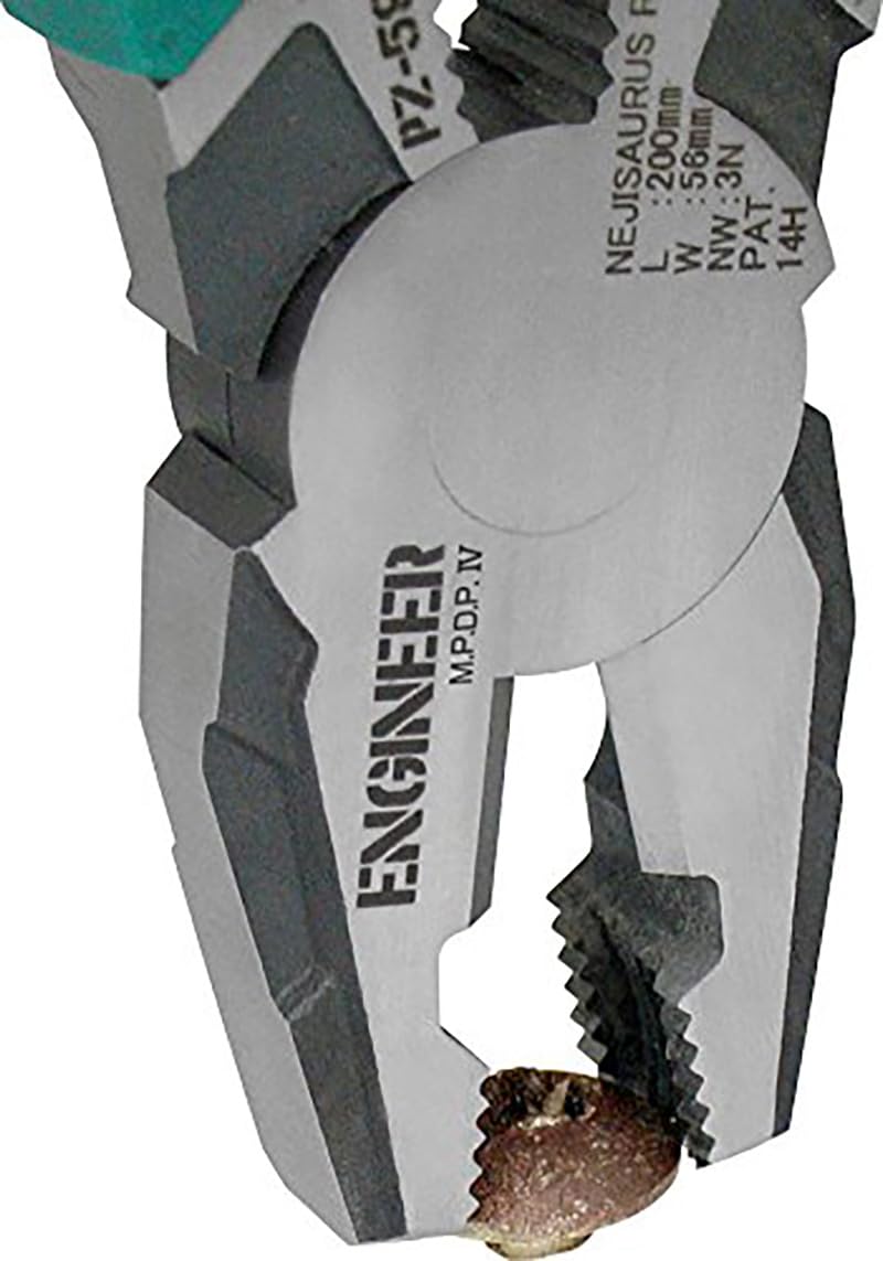 Robuste Kombizange mit vertikalen Rillen zum schnellen Lösen beschädigter Schrauben. Japanische Herstellung. ENGINEER PZ-59