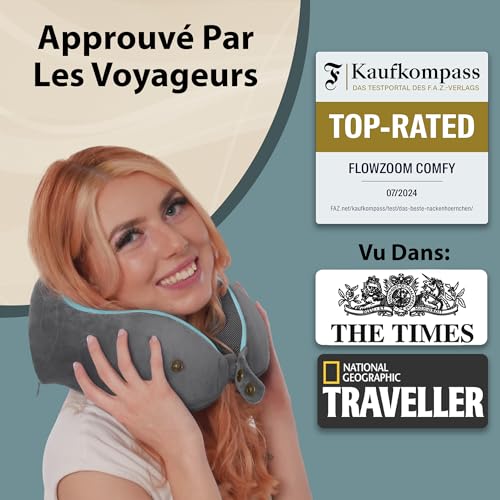 Coussin De Voyage Avion : FLOWZOOM Comfy Coussin de Voyage en Mousse à Mémoire de Forme pour Av... – Image 4