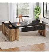 Tribesigns 6-Tier Corner Bookshelf, 75 Inch Tall, Rustic Open Shelf Tower for Living Room & Bathroom Storage