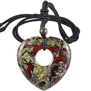 Nupuyai Healing Crystal Heart Pendant Necklace for Women, Natural Polished Stone Pendant with Adjustable Cord, 70cm