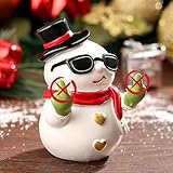 QINJIEJIE Snowman Figurines Christmas Resin Decor Cute Finger Statue Decorations Indoor Snowman Ornaments Centerpiece Winter Holiday New Year's Gifts Porch Office Desk Decor Small