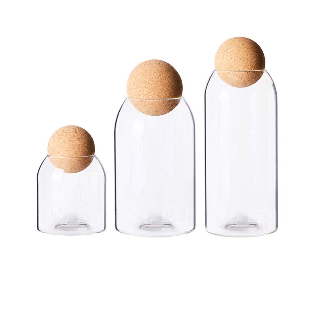 NYKK Einmachgläser Glas mit Airtight Holz Deckel Ball, Klar Keksdose, Gläser Nahrungsmittelspeicherbehälter for Umhüllung-Tee Kaffee Spice Zucker Salz Vorratsdosen Glas