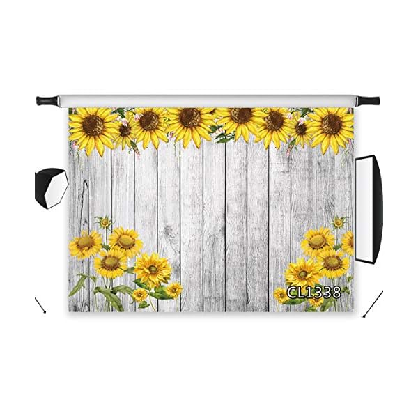 HVEST Sonnenblumen-Hintergründe für Fotoshooting, 2.1x1.5 m, Stoff, rustikaler Holzhintergrund, Frühlingshintergrund…