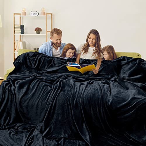 Lasyl Oversized King 120 X 120 Inches Blanket,10'X 10' Extra Large Soft Warm Flannel Fleece Thick Throw Blanket Plush Microfiber Fluffy Bedding Comforter For Couch/Bed/Sofa Outside Campaign Black #TOP3