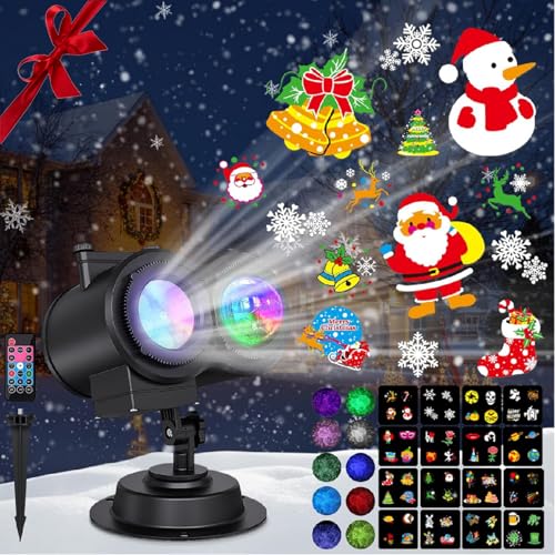 Image of Christmas Projector Lights Outdoor, Holiday Night Light Projector with 16 All Seasons Slides, 10 Colors, Snowflake Projector for Christmas Decorations, Thanksgiving, Halloween, Birthday, Party