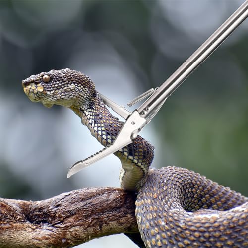 Image of Hiceeden 47 inch Professional Stainless Steel Snake Grabber Tool, Collapsible Snake Reptile Tong with Lock and Wide Jaw, Heavy Duty Rattle Snake Catcher Stick Handling Tool