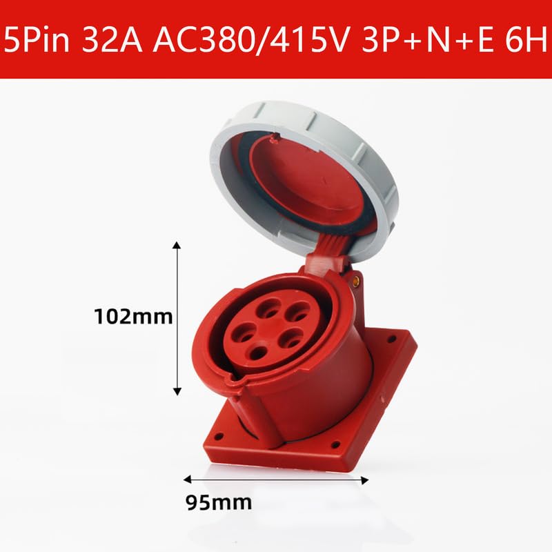 1Set Waterproof Industrial Connector Concealed Set 5Pin 32A 380V-415V 3P+E+N 6H IP67 IEC60309 Plug Socket Power Connecting for Aviation and Industry