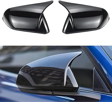 LEXLEY Glossy Black Door Mirror Covers,Horn Style Rearview Side Mirror Cover Cap For Ford 2015-2026 Mustang GT/GT Premium/Ecoboost/Ecoboost Premium/V6,Not Fit Mustang Mach-e -Without Turn signal Light