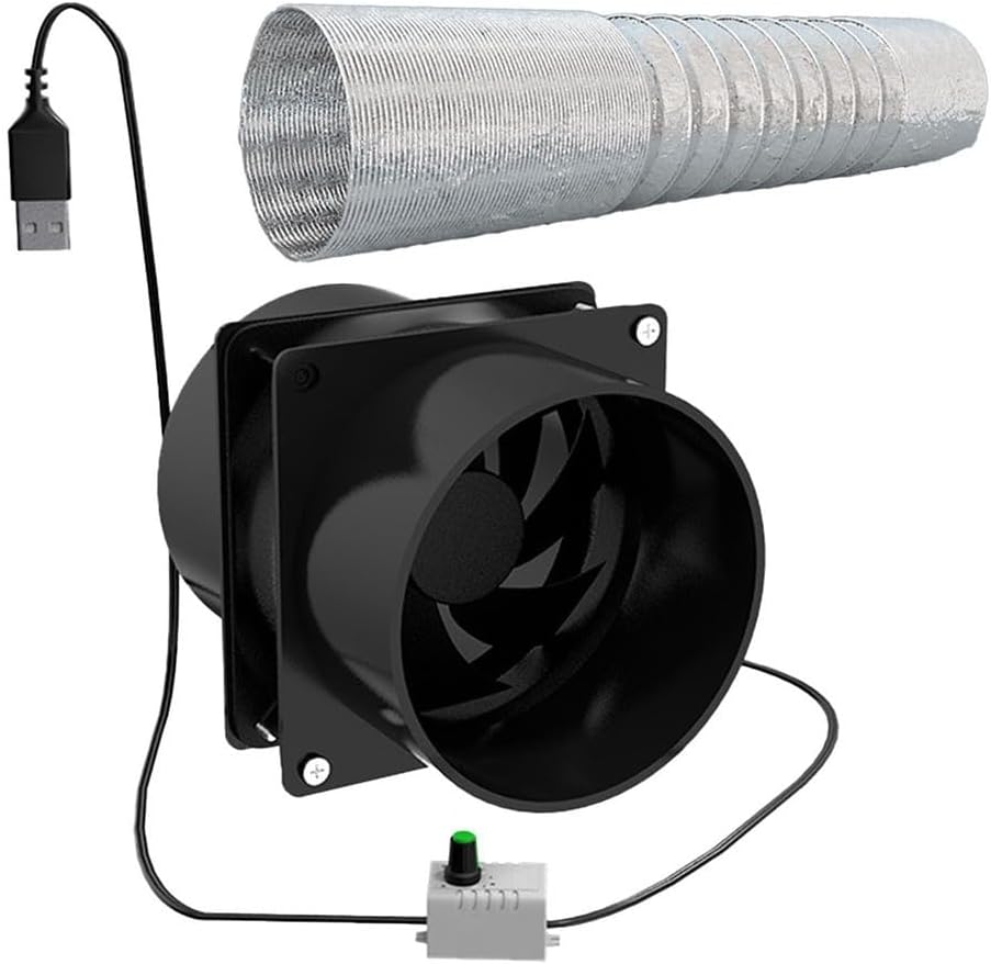 Duct Exhaust Air Ventilation Fan - Simple Small Range Hood Free Installation Exhaust Fan - Kitchen Ventilation - Household Speed Regulating Duct Exhaust Fan (With 300cm pipe)