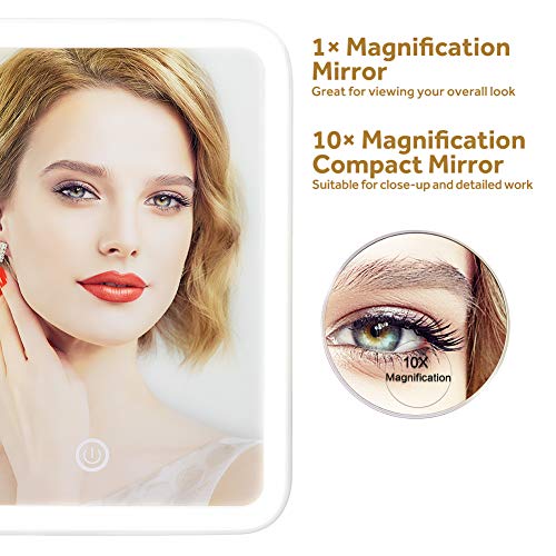 Lavany Lighted Makeup Mirror with 37 LED Lights, Ultra Bright 1100 Lumens Cosmetic Mirror with 10x Magnification, 180° Adjustable Rotation, CRI 88, Dimmable, Battery or USB Powered