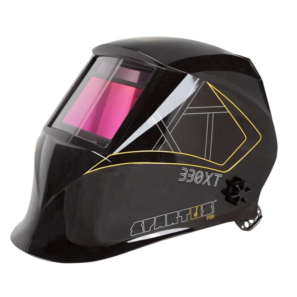 SPARTUS Schweißhelm Automatik Schweißmaske - Automatischer Schweißhelm 1/1/1/1 True Color Sichtfeld 100x65mm Schleiffunktion - Pro 330XT - Bestschweissen.de