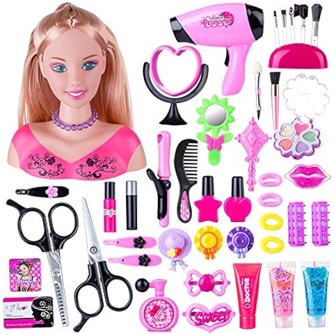 OLOK Pretend Hairdressing Makeup Playset, 44Pcs Kids Hairdressing Makeup Dolls with Hair Dryer, Educational Toys for Kids, 20 x 18.3 x 8.5cm, (5Z58DX7OSG08TSE156BS21MS) Cover