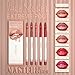 Beauty Glazed 5PCS Matte Lip Liner Pencil Set with Built-In Brush, Mocha Brown & Earth Tone Shades, High Pigment Smooth Glide, Smudge-Resistant Long-Wear Lip Makeup (MOCHA EARTH, 5)