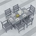 BIVODA 7-Piece HDPE Patio Table and Chairs Set, Outdoor All-Weather Plastic Dining Set for 6 Person (Grey)