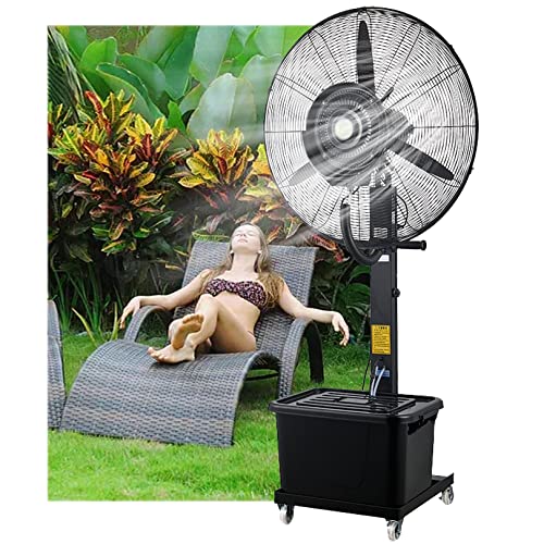 Ventilador de piso, ventilador oscilante comercial nebulizador para refrigeración exterior, ideal para patios, restaurantes, garajes, gimnasios y talleres, con 3 velocidades.