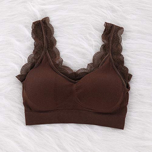 T-YIFUZX Sin Anillo de Acero Tubo Superior Envuelto Movimiento del Pecho Chaleco de Encaje sin Costuras Yoga Belleza Espalda Ropa Interior código de café