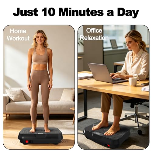 Image of Vibration Plate Machine with Resistance Bands and Remote Control 125 Speed Levels 450LB Capacity Whole Body Oscillating Platform for Home Use