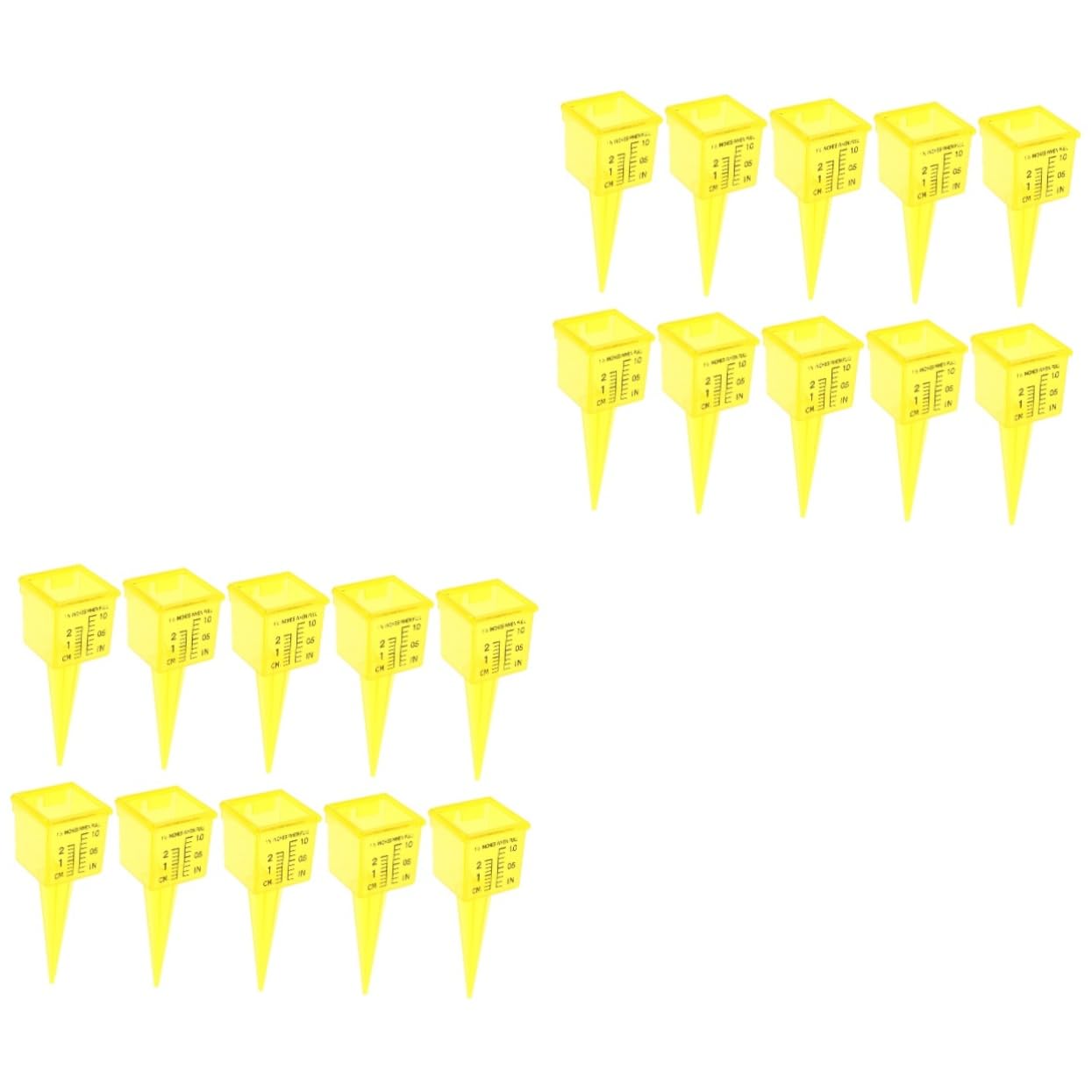 2 Ensembles Pluviomètre Coupelle De Jauge Pluie Humidité Lumière Solaire Tuyau D'arrosage Extensible Arroseur d'herbe Irrigation Bordure en Plein Air Yellow Plastique 10 Pièces * 2