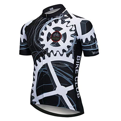 PSPORT Men's Cycling Jersey Short Sleeve Bike Shirts with 3 Pocket