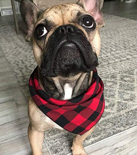 Diyafas 4pcs Klassisches Kariertes Hundehalstuch Baumwoll Bandana Welpen Halstuch Haustier Dreieck Schal für Kleine Mittlere und Große Hunde Katzen