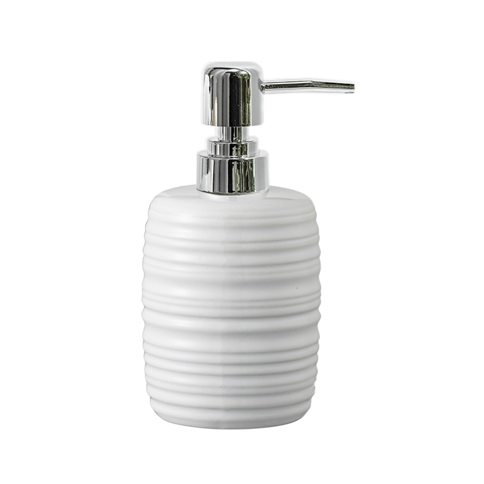 Distributore di Sapone Rotondo da 410 ml con Decorazione a Strisce e Pompa per Bagno, Cucina, Piatti, detersivo