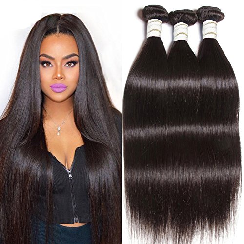Wendy Queen 100% Remy Unprocessed Peruvian Virgin Straight Hair 6 Bundles with Top Closure Remy Silky Straight Hair Weave Natural Color (14 16 18inch+14inch Closure)