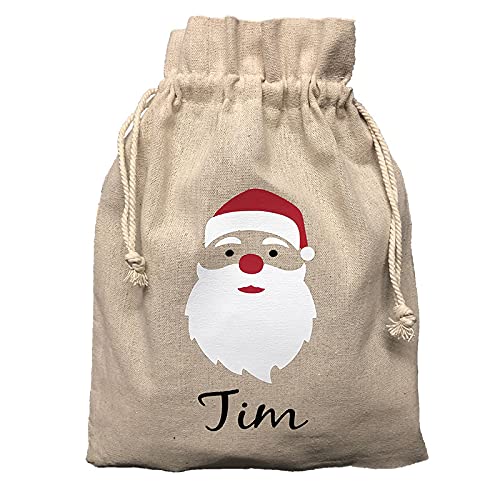 mamir home Nikolaussack mit Namen groß personalisiert - Nikolaussäckchen Kinder Geschenkesack Nikolausgeschenk 26x35cm Jute Leinen (Nikolaussack groß) Cover