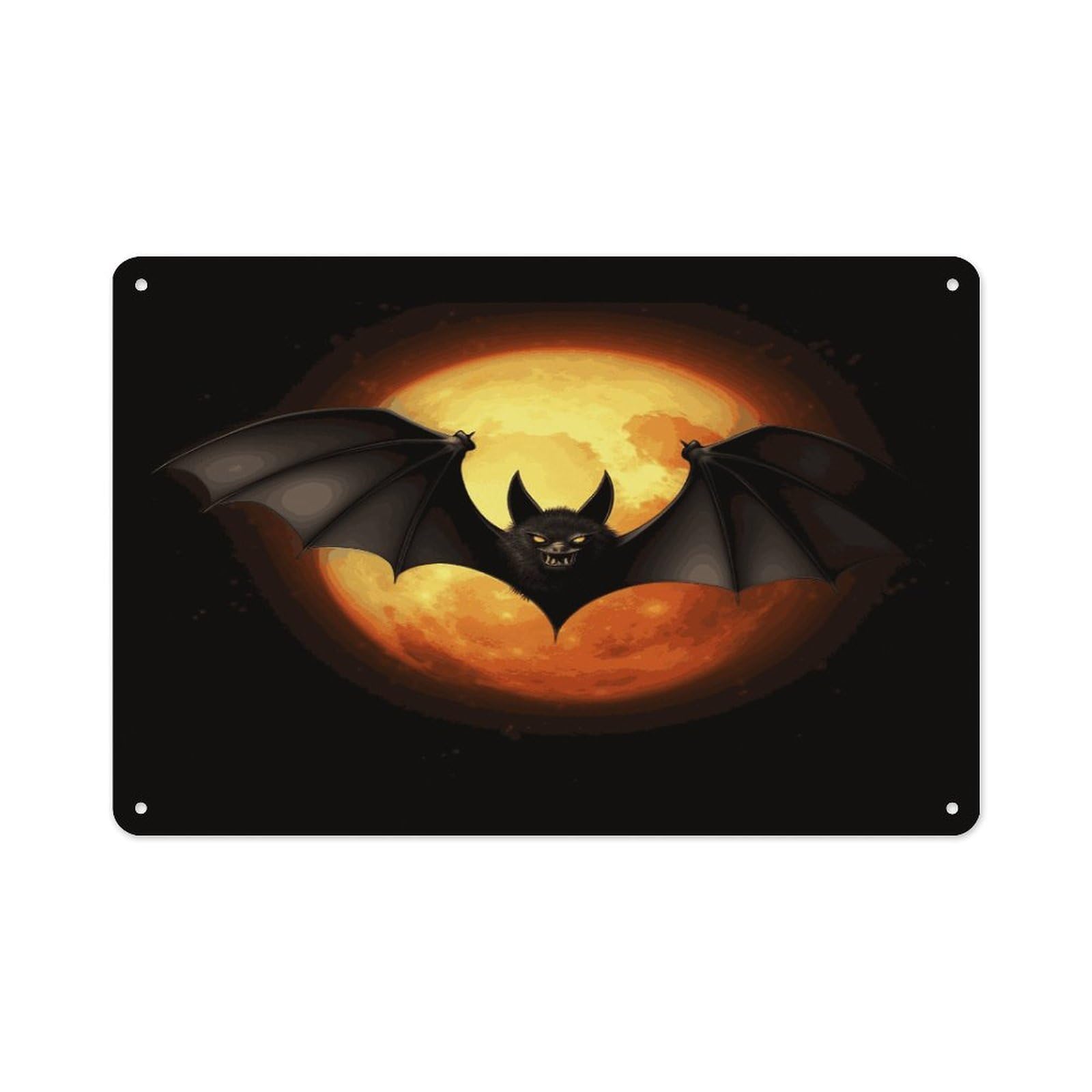 Btcowzrv Style Halloween Bat Metal Sign 7.9 X 11.8 Inch, Aluminum Sign Wall Art Decor Easy To Install, Decorative Plaque For Home Bar Kitchen Pub Shop Garage