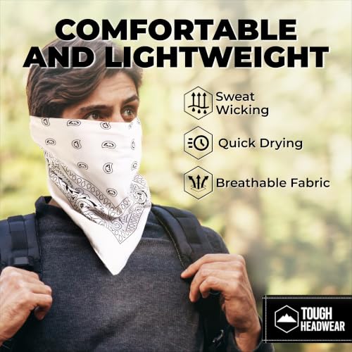 Image of Tough Headwear Large Bandana Headband - Handkerchief Bandanas for Men & Women - Paisley Bandana Pack - Cowboy Scarf