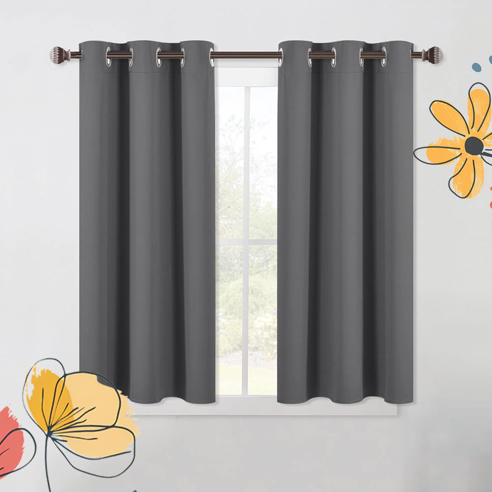 ZAOPAI Blackout Window Curtain Panels – Full Light Blocking Drapes with Thermal Black Liner, Perfect for Nurseries and Bedrooms gdark gray-42 W x 63