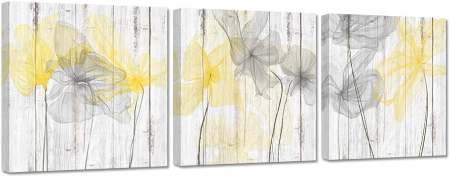 Zlove Yellow Bathroom Decor Wall Art Yellow Grey Pictures for Bathroom Yellow and Gray Canvas Painting Prints