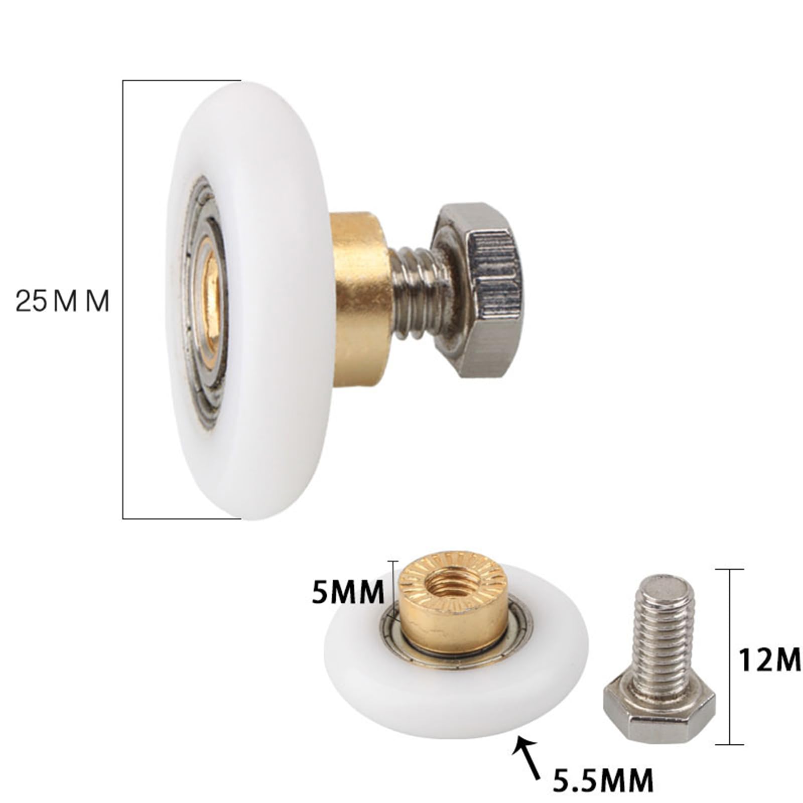 Leliafleury 4 Sets Shower Door Rollers 25mm Shower Doors Wheels Shower Doors Pulley Replacement Roller Runner Wheel for Bathroom Glass Door - Image 2