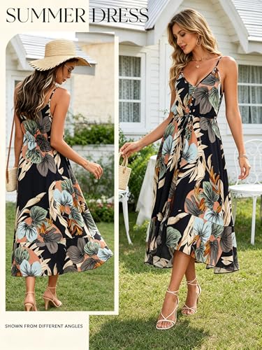 Image of BROVAVE Women's 2026 Summer Casual Boho Sundress Spaghetti Strap Midi Dress