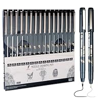 MAIKEDEPOT Micro Fineliner Drawing Art Pens Calligraphy Pens for Artist Drawing Supplies, 16 Set Waterproof Black Ink Pens for Sketching,Outline,Stippling