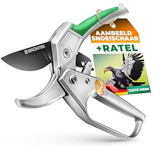 GRÜNTEK KONDOR | Ratelsnoeischaar, aambeeld, SK5 stalen blad, met teflon bekleed, ratelmechanisme – robuust, duurzaam, geschikt voor links- en rechtshandigen