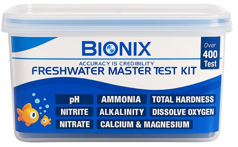 BIONIX Fresh Water Testing kit for pH,Total Hardness,Ammonia,Alkalinity,Dissolve Oxygen,Calcium,Magnesium,Nitrite & Nitrate (400 Test) | Master Test Kit for Aquarium and Fish Farming.