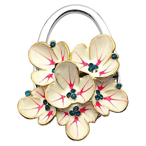 Begonia Flower Folding Handbag Purse Table Hook Hanger Holder Gift (White) Cover