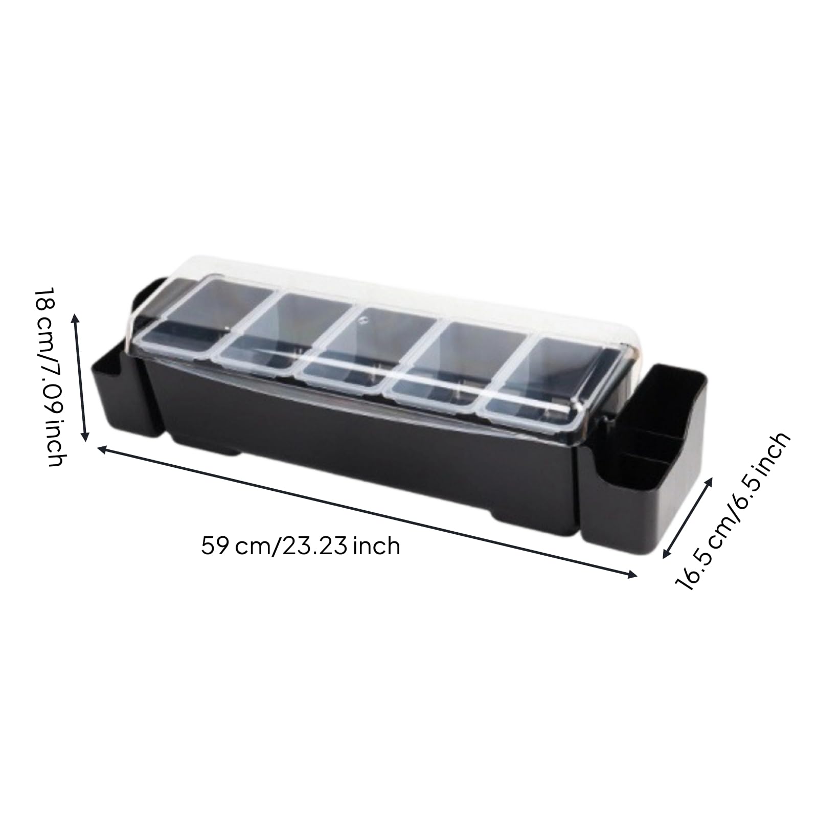Portacondimenti con Vaschette Estraibili Compatto Organizzatore da Banco con Vaschette Efficiente Porta Condimenti Coperchio per Ristoratori, Contenitore Per Frutta Con 3 Scomparti E Orecchie