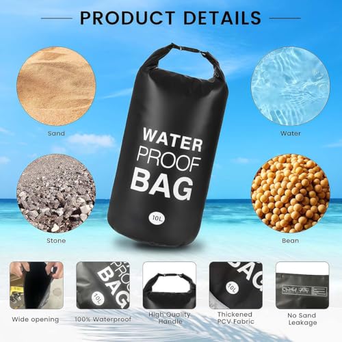 Bolsa seca impermeable con correa para el hombro y cierre enrollable de 5 litros (azul) miniatura 5