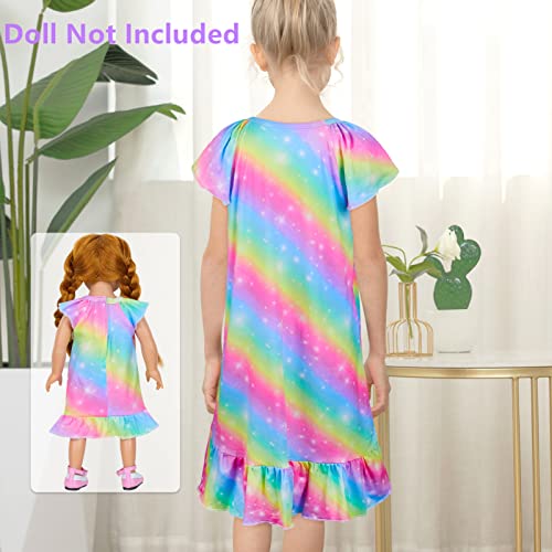 MHJY Girl and Doll Matching Nightgowns Princess Pajamas Flutter Sleeve Night Dresses for Girls and 18" Dolls Clothes4