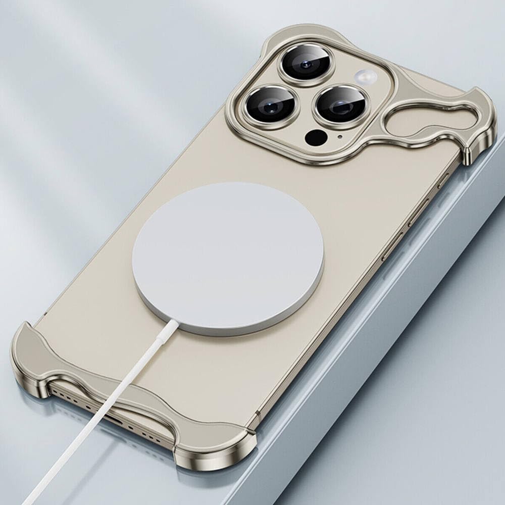 Funda de teléfono de Aluminio de Metal sin Marco con Esquinas para iPhone 15, 14 Plus, 13 Pro MAX, magnética para Proteger la Lente de la cámara, Plateada, para iPhone 13