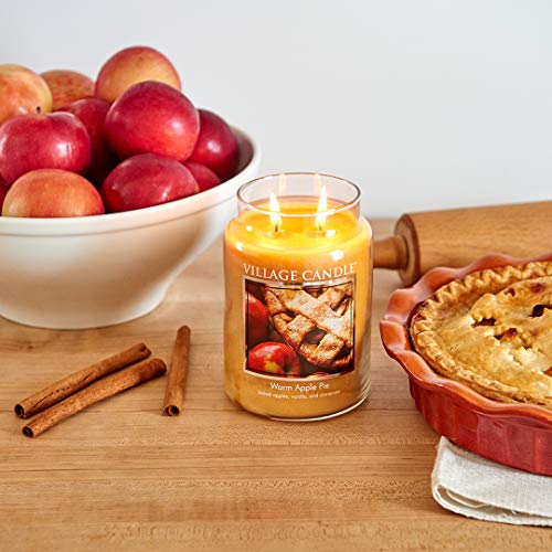 Image of Village Candle Warm Apple Pie Large Glass Apothecary Jar Scented Candle,21.25 oz,Brown,(Pack of 6)