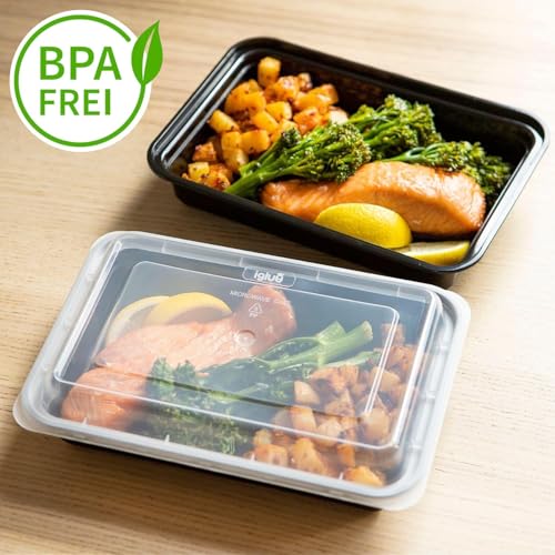 Foto von Igluu Meal Prep Boxen mit Deckel (10er-Pack) - wiederverwendbar, mikrowellen-, gefrier-, spülmaschinengeeignet, stapelbar - 828ml Fassungsvermögen - 1 großes Fach - aus BPA-freiem Kunststoff