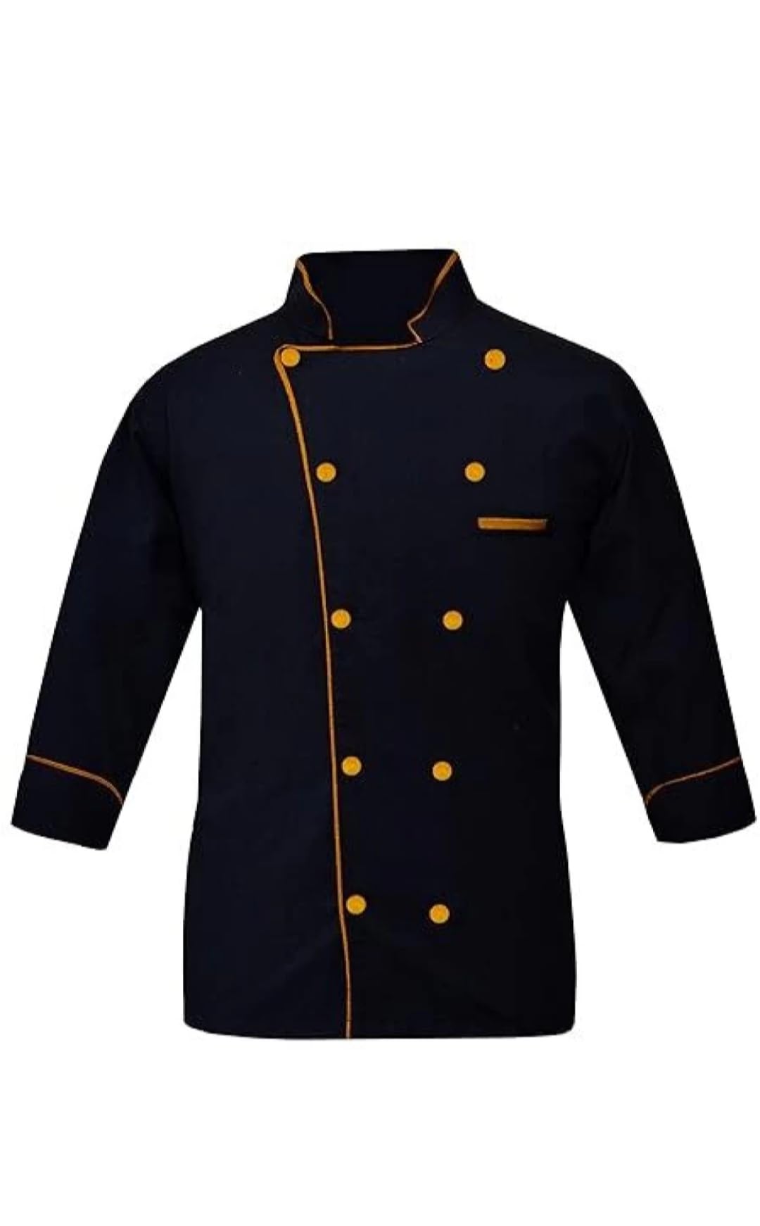 Solid Black Chef Coat With Yellow Piping-image-43
