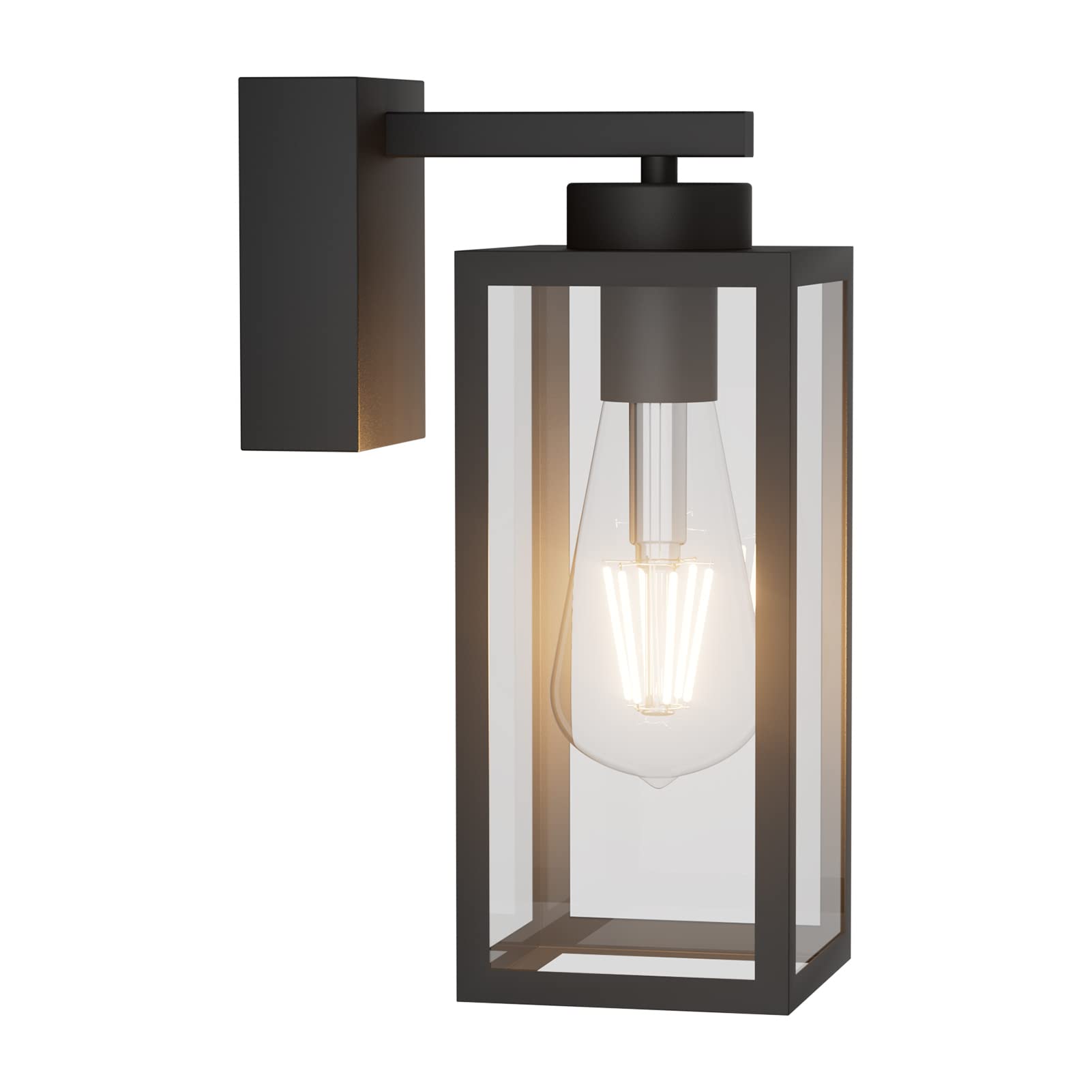 K-Bright Lampade da Esterno, E27 Vintage Lanterna da Parete per Giardino, Applique Esterno impermeabile e antiruggine, Applique a Muro della Porta Anteriore, Nero, 30cm (senza Bulbo)