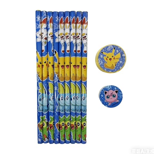 Image of Pokemon 11 pcs Stationery Set Pencils, Eraser, Sharpener | Study Kit for Boys & Girls | School Gift Set | Return Gift